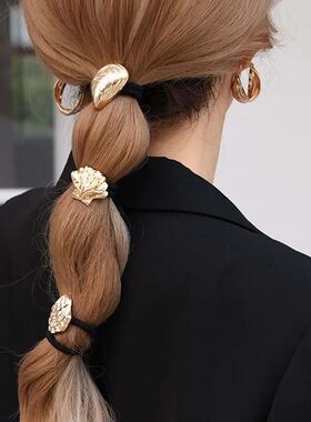 Classic Metal Shell Hair Ties for Women Fashion Geometric Ir
