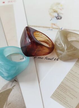 Minimalist Resin Ring - Vintage Geometric Acrylic Square Rin