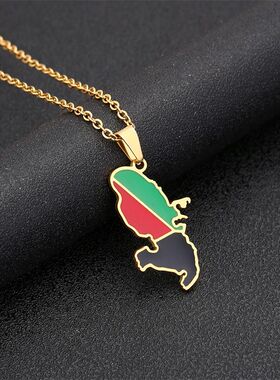 New Martinique Map Flag Pendant Necklaces Stainless Steel Go