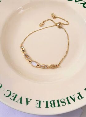 Gold Color Zircon Bracelets for Women Girls Sweet Romantic S