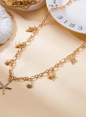 Bohemia Gold Plated Double Layer Shell Necklace for Women St