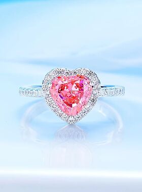 Elegant Heart Ring Pink Crystal Zircon Open Adjustable Daint