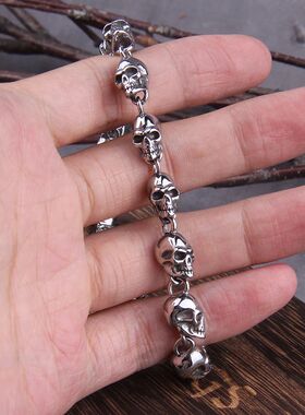 Stainless steel new design men punk skull chain necklace men