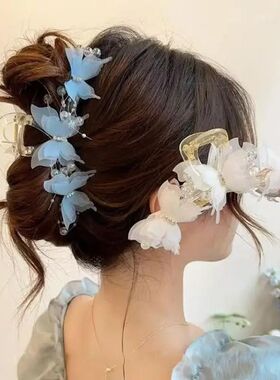 Sweet Net Yarn Butterfly Hair Claws for Women Girls Elegant