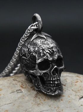 Gothic Vintage Stainless Steel Dark Skull Pendant Necklace F