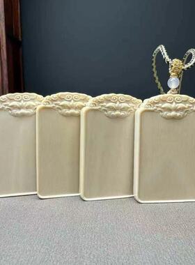 天然原色猛犸象牙满纹冰料平安无事牌吊坠精工中式461牙牌车挂