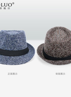 韩版潮小礼帽男女毛呢绅士爵士帽英伦西部牛仔帽复古巴拿马帽