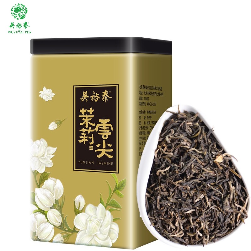 吴裕泰茶叶中华老字号茉莉花茶云尖绿茶非遗技艺特种茶叶罐装180g - 图3