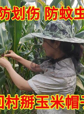 掰玉米神器干农活遮阳帽女家用摘玉米防割脸防蚊虫帽采蜂蜜帽子男