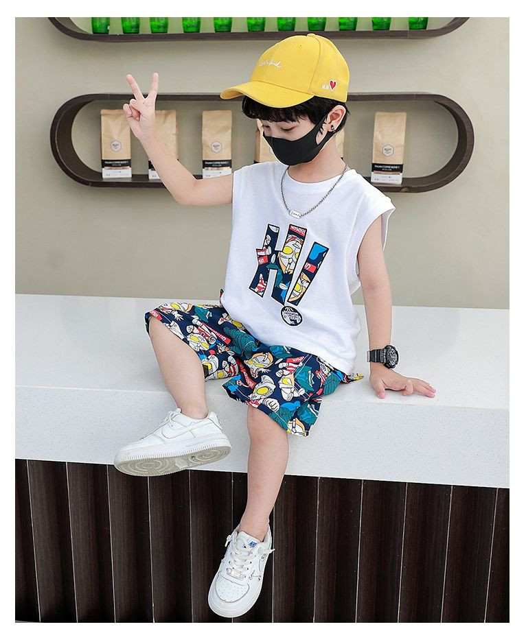 奥特曼纯棉背心男童夏装2025新款卡通休闲运动无袖T恤小男孩上衣,淘宝优惠券,粉丝福利购,淘宝优惠卷