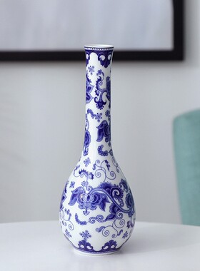 仿古青花瓷花瓶家居装饰品中式