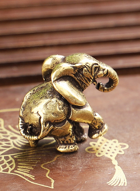 纯手工实心金属小象复古风挂件