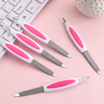 Beauty nail tool two-in-one nail rubbing die leather fork stainless steel double head filing knife multifunctional polished nail filing strip