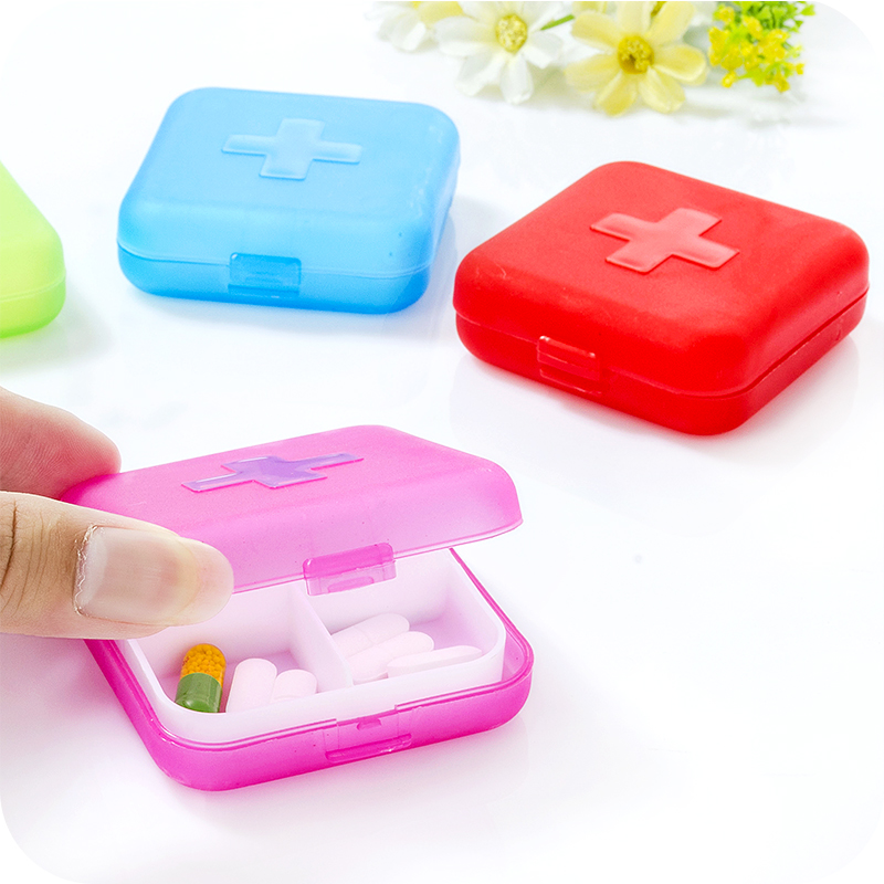 多功能四分格迷你药盒便携一周随身创意小药盒随身提醒可爱药盒子 - 图0
