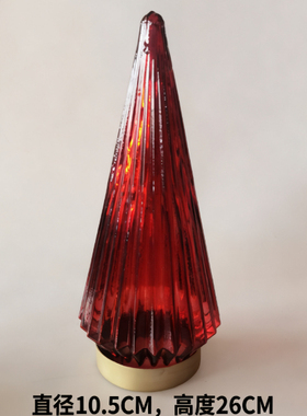 出口外贸玻璃条纹大红大绿LED圣诞树氛围灯居家酒店咖啡馆装饰