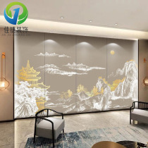 New Chinese Background Wall Embroidered Hard Bag Tv Sofa Hotel Living-room Bedroom Solo Embroidered Soft Bag Spray Painting Landscape Painting