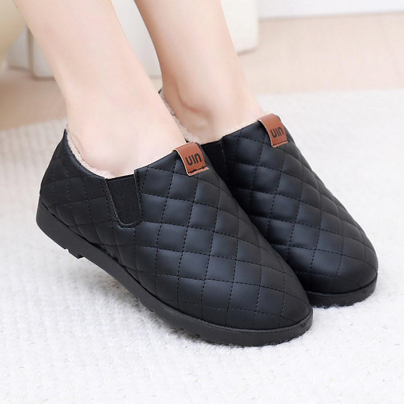 2025冬季加绒加厚平底舒适女棉鞋时尚百搭豆豆鞋一脚蹬懒人妈妈靴,淘宝优惠券,粉丝福利购,淘宝优惠卷