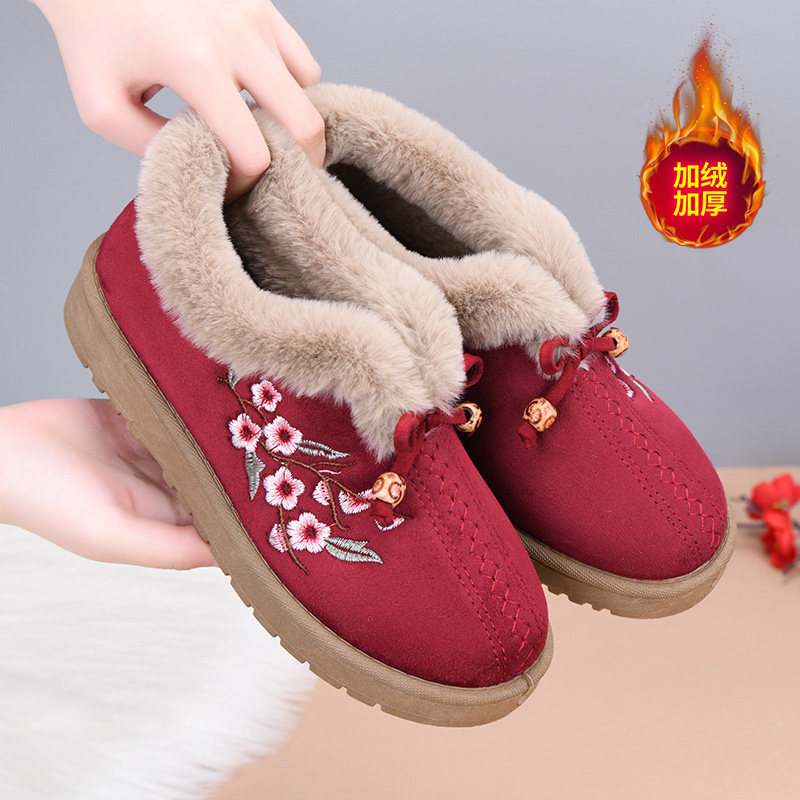 冬季加绒加厚保暖中老年妈妈鞋老北京布鞋女棉鞋平底防滑奶奶棉靴,淘宝优惠券,粉丝福利购,淘宝优惠卷