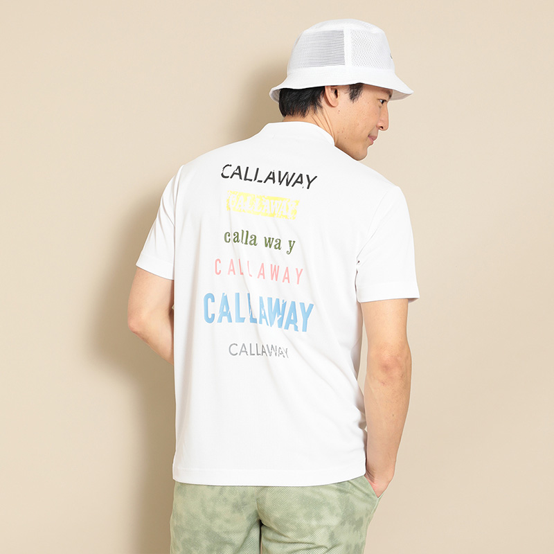 Callaway/卡拉威高尔夫男装短袖24夏季简约印花设计舒适男立领T恤 - 图2