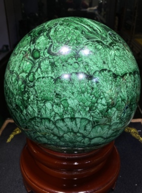 孔雀石球圆形球体中式居家转运球