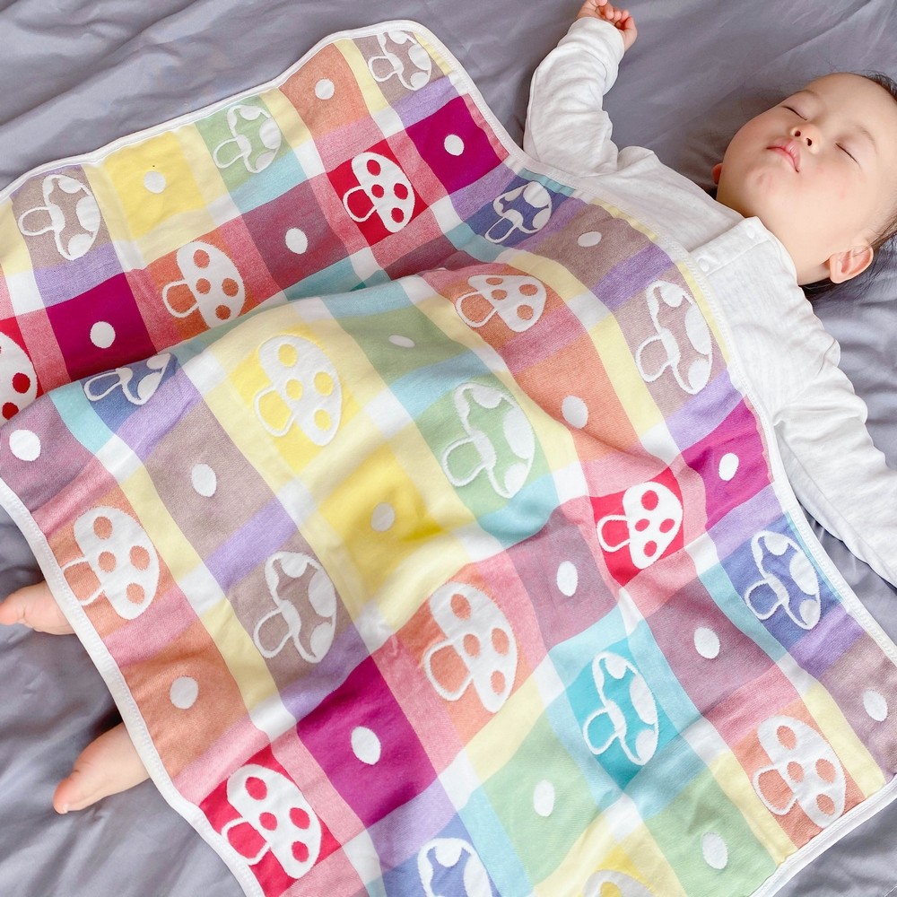 新生婴儿迷你被宝宝外出推车小被子午睡毯纯棉纱布盖毯成人大枕巾 - 图2