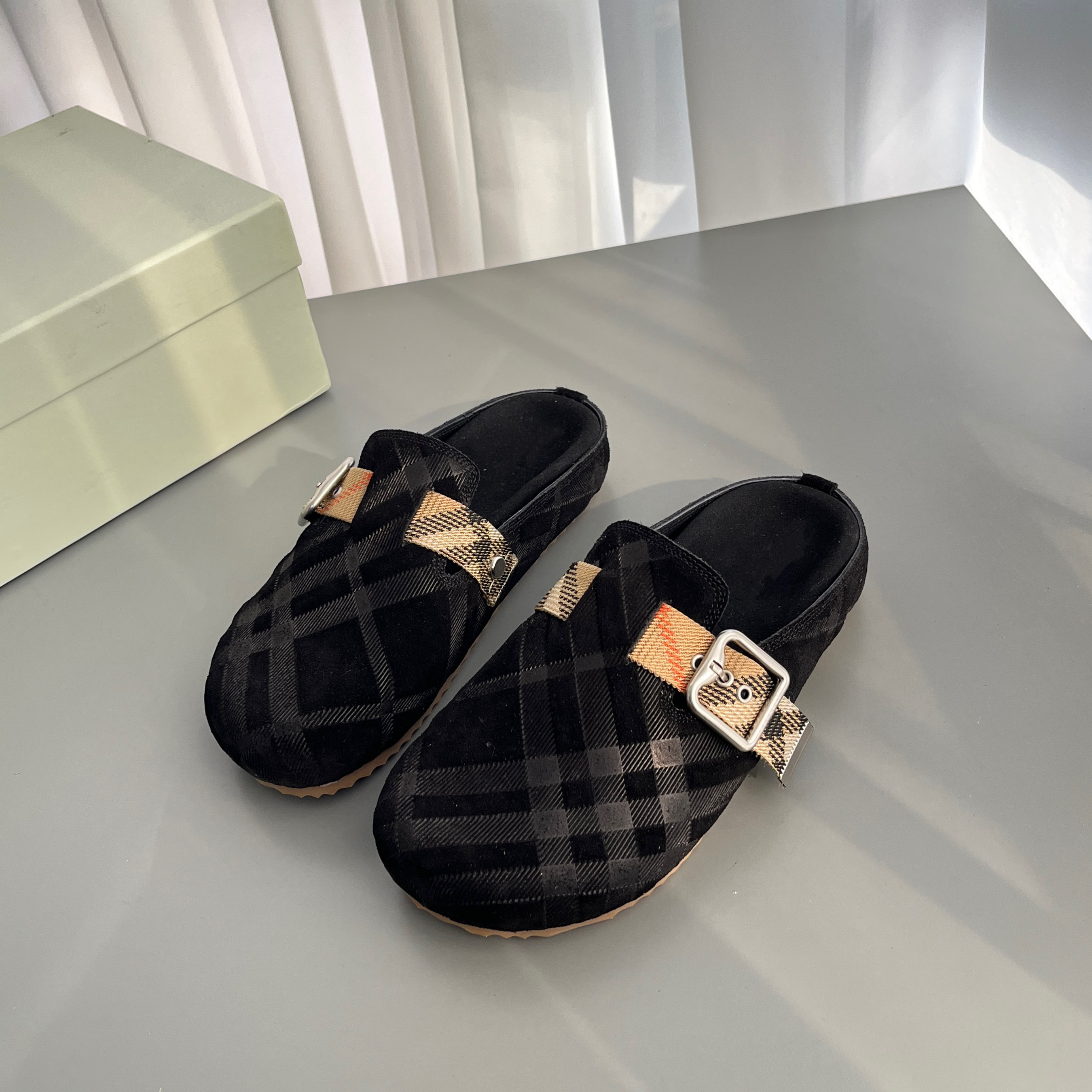 2025新款真皮包头勃肯拖鞋女外穿平底厚底绝美一脚蹬懒人拖高级感,淘宝优惠券,粉丝福利购,淘宝优惠卷