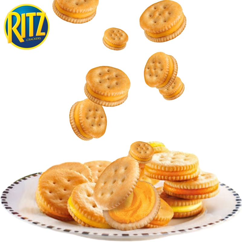 卡夫RITZ乐之芝士柠檬夹心饼奶酪饼干丽滋三明治饼干独立小包243g - 图0