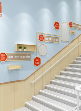 楼梯过道主题栏宣传标语背景板