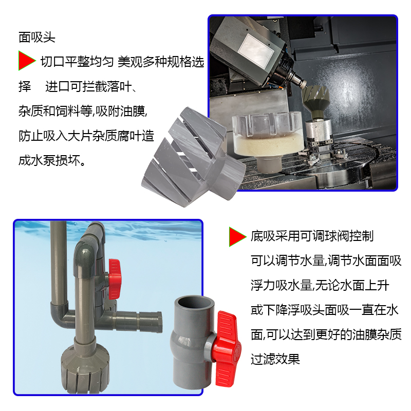 锦鲤鱼池鱼缸水泵过滤低吸面吸一体除油膜装置落叶撇渣器增氧自制-图2