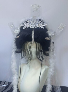 宝莲灯嫦娥cos发冠套装太阴星君古装汉服配饰百搭神女飘带发钗仙
