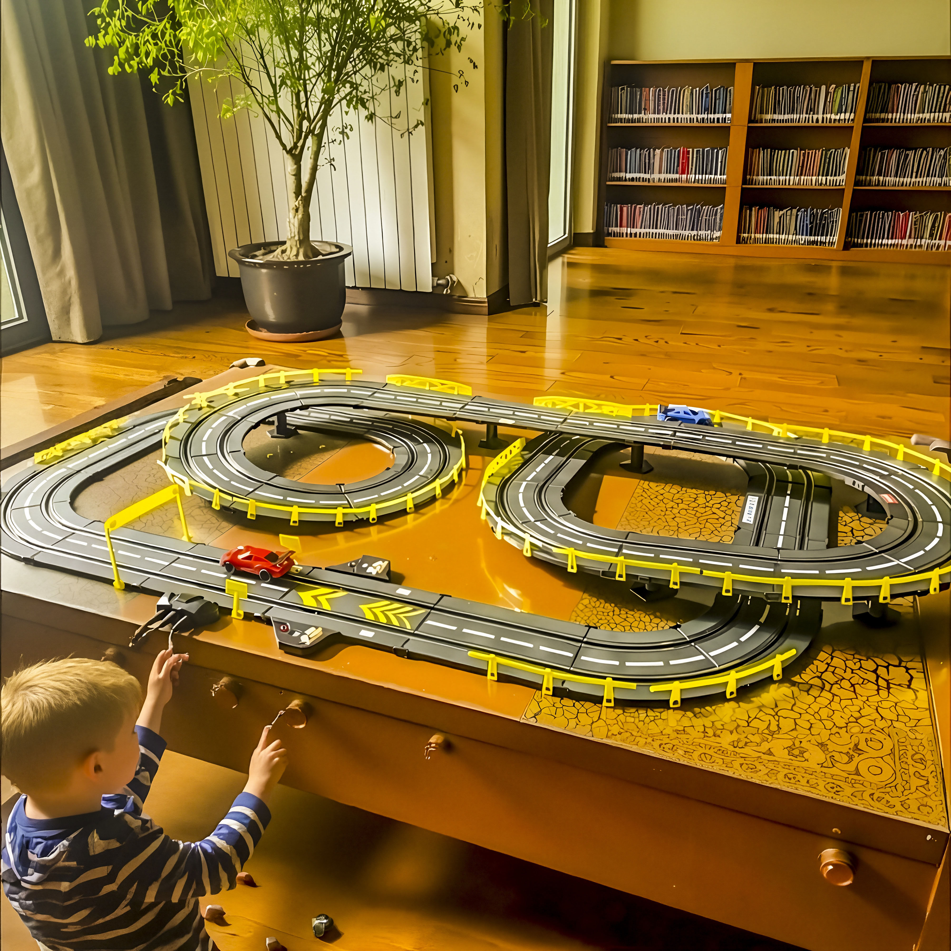 新款双人竞速轨道赛车跑道儿童电动遥控四驱小汽车玩具新年礼物男,淘宝优惠券,粉丝福利购,淘宝优惠卷