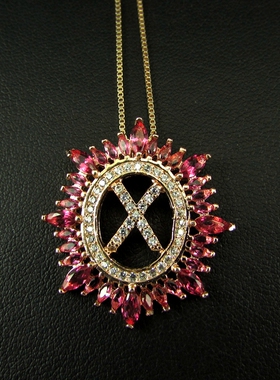 微镶锆石桃心花朵锁骨链流行首饰