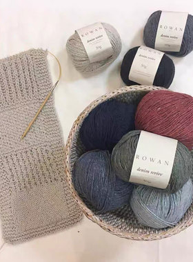 新品Rowan Denim Revive牛仔棉花呢春秋毛线外套套头可贴身宝宝棉