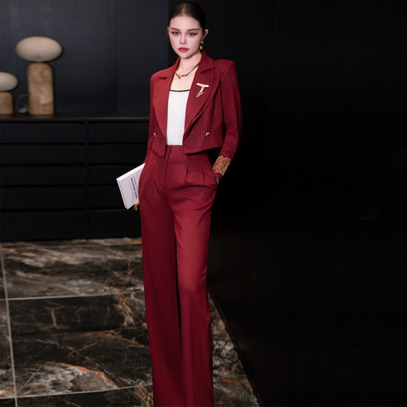 欧货2026年春秋季新款高端职业名媛轻奢短西装外套两件长裤套装女,淘宝优惠券,粉丝福利购,淘宝优惠卷