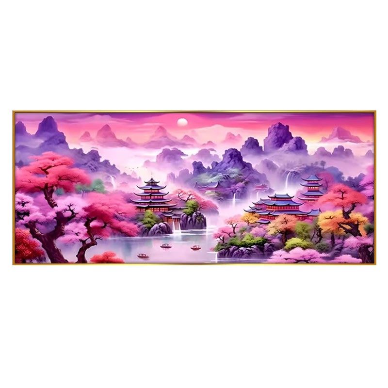 5d客厅2026新款钻石画方钻满钻紫气东来高颜值山水风景贴钻十字绣,淘宝优惠券,粉丝福利购,淘宝优惠卷