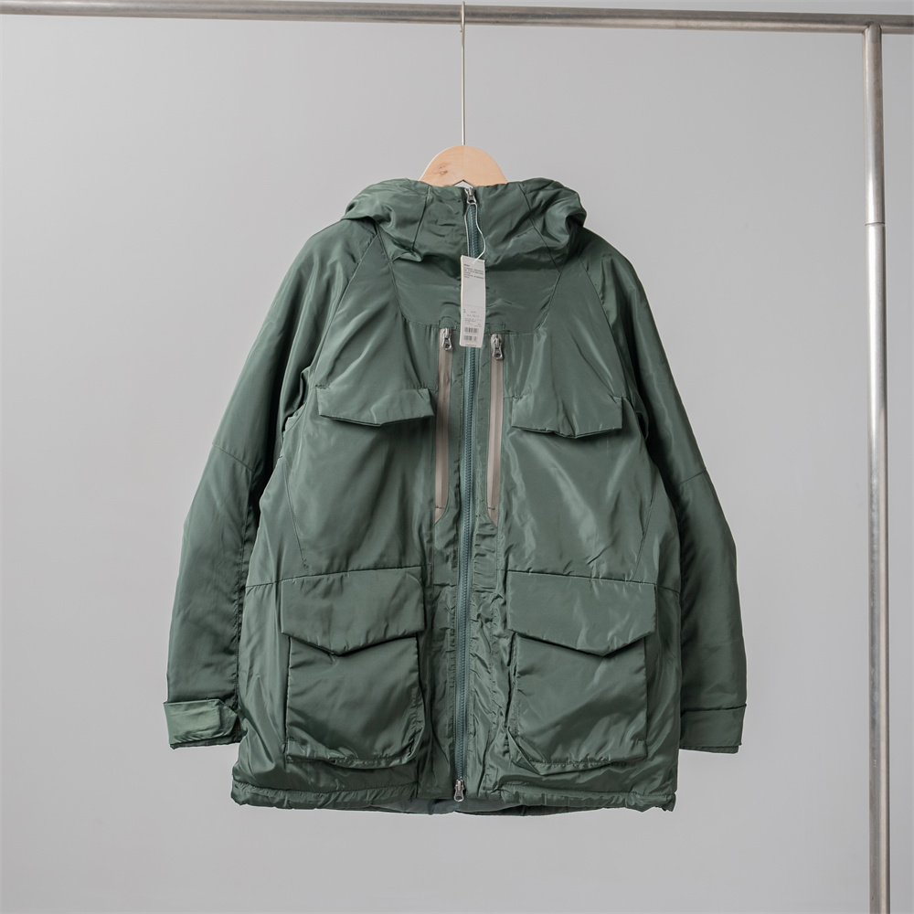 男女冬季高性能复合宽松连帽外套白山机能多口袋工装羽绒服442563 - 图1