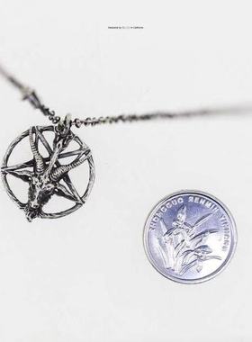 原创吊坠主师纯银羊头五芒星