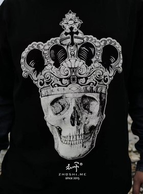 骷髅主师纯棉300克情侣暗黑骷髅