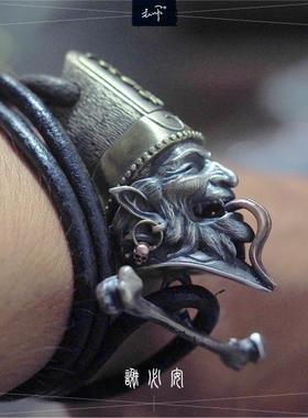 黑白无常皮绳主师纯银原创情侣