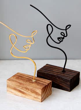 实木插座简约摆件抽象人物装饰