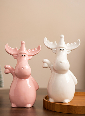 圣诞麋鹿摆件现代简约家居装饰客厅桌面玄关艺术工艺品圣诞节礼物