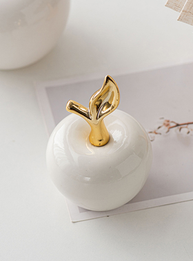 圣诞节礼物苹果陶瓷摆件现代简约欧式北欧风家居创意客厅工艺品