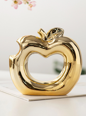 金苹果陶瓷摆件饰品现代简约北欧风家居装饰创意圣诞节礼物