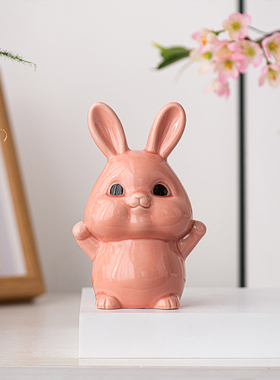 跨境陶瓷工艺品欧式陶瓷兔子摆件家居饰品创意复活节礼物装饰陶瓷