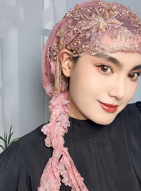 头巾女包头帽子高档盖头披肩帽