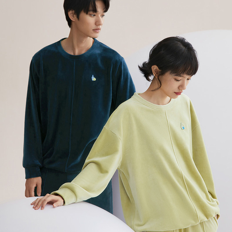 红豆品牌门店海岛绒睡衣抗静电情侣男女士秋冬珊瑚绒可外穿家居服