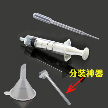 Dropper funnel syringe perfume dispenser ແກ້ວນ້ໍາຫອມຕົວຢ່າງເຄື່ອງມື dispenser ພິເສດປາກຍາວ pump head dispenser artifact