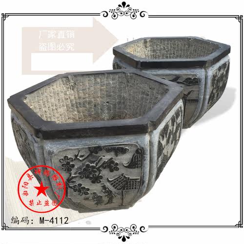 石雕花盆青石做旧石头鱼缸流水槽庭院装饰仿古青石雕鱼缸花盆石槽 - 图0