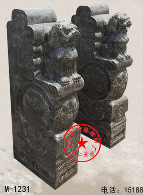 仿古做旧汉白玉石雕门墩