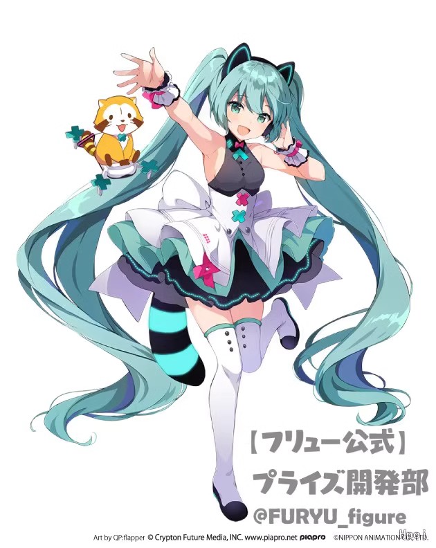 正版现货Furyu魅力无限初音未来联名浣熊方块网络新纪元景品手办 - 图2